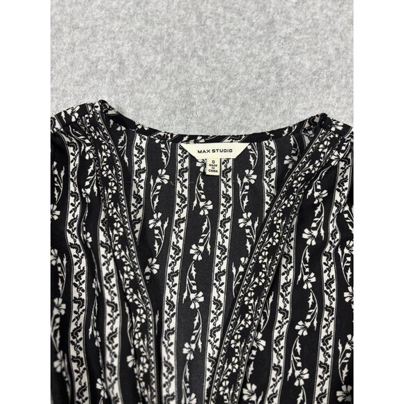 Max Studio Women's Peplum Long Sleeve Blouse Floral B/W 2-Pack Combo Size S - Picture 8 of 10